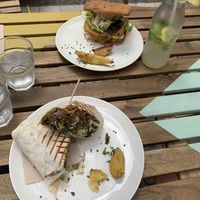 Wrap and burger at Almalibre Acai Bar in Barcelona