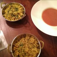 Coconut laddu
Pilaf with chickpeas
Pilaf Vegetable
Tomato cream soup at Om Namo in Minsk