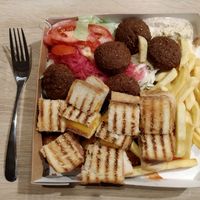 Fari's vegan offer, fork for scale at Fari's in Ljubljana