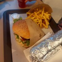 Vegan burger and vegan tortilla at Fari's in Ljubljana