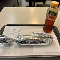 Vegan chicken wrap and iced tea at Fari's in Ljubljana