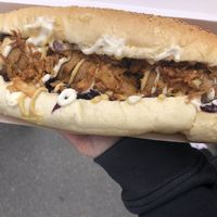 vegan hot dog at Fari's in Ljubljana