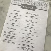 The menu   at Spice Garden in Sitges