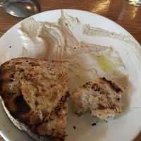 Grilled sour dough with sunflower creme (vegan and delicious!) at Bad Hunter in Chicago