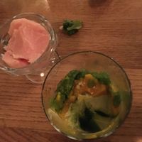 Grapefruit sorbet and avocado lime mousse (all vegan) at Bad Hunter in Chicago