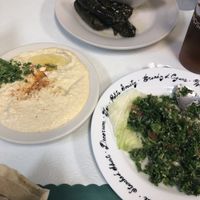 Grape leaves, hummus and tabbouleh at Chams Lebanese Cuisine in Parkersburg