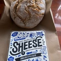 Bought some gorgeous fresh sourdough bread made from the local farm today and the store is also now selling Sheese blue vegan cheese 💚 at The Cheese Room  in Rochester