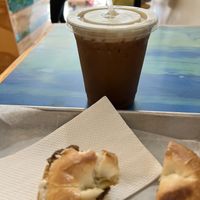 Lavender latte iced with oatmilk   at Anaya Coffee in Melbourne