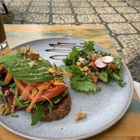 Pinky Beatroot Open Sandwich  at Goji Lounge Cafe in Lagos
