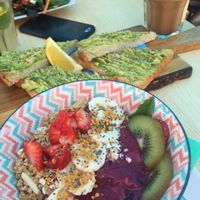 very berry smoothiebowl and avocado toast  at Goji Lounge Cafe in Lagos
