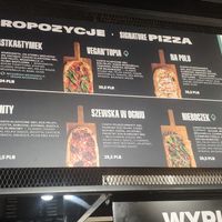 Menu at Pizzatopia in Krakow