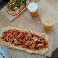 Pizzatopia Cracow: the one on the bottom is their vegan signature pizza I can recommend at Pizzatopia in Krakow