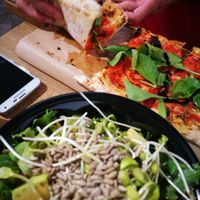 Pizza and salad at Pizzatopia in Krakow