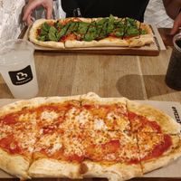 Margherita (vegetarian)  and the vegan pizza at Pizzatopia in Krakow