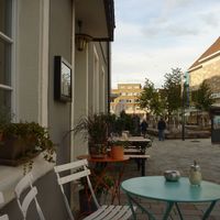 outdoor seating - nicely decorated at Haus Zauberflöte in Offenburg