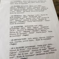 Detailed sheet of vegetarian and vegan burgers.  at Paul's Boutique in Namur