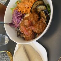 Spicy falafel salad with veggies! The pita was just okay. The salad was one of the best I’ve ever had.   at Ballon in Tokyo