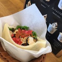 Falafel sandwich and soft serve! at Ballon in Tokyo