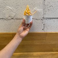 Vegan soft serve with passion fruit sauce at Ballon in Tokyo