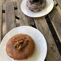 Choc cake and apple donuts  at Donut Shop in Prague