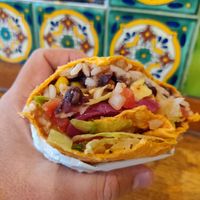 Rice, beans, veggies and sauce wrapped up at Burrito Loco - Dejvicka in Prague