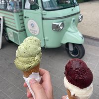 Matcha and cucumber/lemon and lavender/blueberry and lemon zest flavours at Božský Kopeček - Moravské Náměstí in Brno
