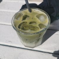 Iced matcha latte at Nalu Bowls in Ericeira