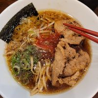 Vegan ramen with soy sauce broth at Kyushu Jangara Ramen - Harajuku in Tokyo