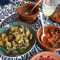 Potaro, lentils, eggplant at Daredzhani in Almaty