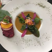 Soupe froide au fenouil et tartine de tarama végétal  at Annadata in Saint-malo
