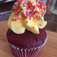 Red velvet cupcake at Handsome Her in Brunswick