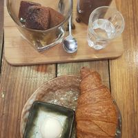 Croissant and iced mocha. at Handsome Her in Brunswick