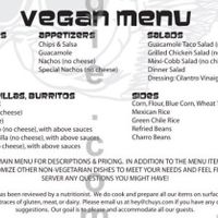 Vegan menu at Chuy's in Katy