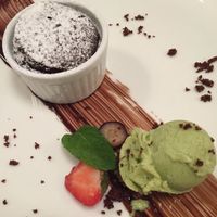 Avocado icecream and chocolate cake at G'sund & Natur Hotel DIE WASNERIN in Bad Aussee