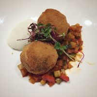 Fried and filled polenta balls at G'sund & Natur Hotel DIE WASNERIN in Bad Aussee
