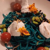 Pasta azul con espirulina at Superchulo in Madrid