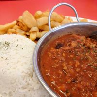 chilli, rice & chips at Beach House Cafe in Great Yarmouth
