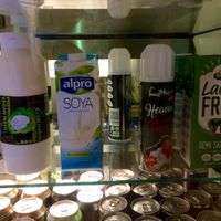 Display fridge. I can't believe they had whipped cream as I've never had it! at Beach House Cafe in Great Yarmouth