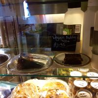 Display fridge. Vegan cakes clearly marked 'vegan'. at Beach House Cafe in Great Yarmouth