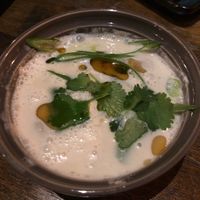 Green curry w coconut milk, rice noodle and mushroom  at The Basement on Market St in Newcastle