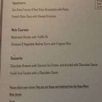 Separate vegan menu - make sure to ask for it! at Freddy's Restaurant in Limerick