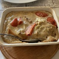 Siniya (based on red lentils with veggies in tahini) at El Galil in Amirim