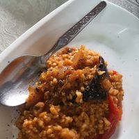 חציל ברוטב עגבניות ובורגול #Veganuary at El Galil in Amirim