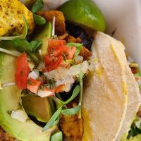 Tofu tacos with mushroom bacon at The Nova Cafe in Bozeman