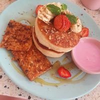 Pancakes with smokey tempeh added at Kynd Community - Seminyak in Seminyak