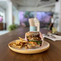 Burger (gluten free) with small fries  at Kynd Community - Seminyak in Seminyak