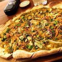 LA POTAGETTE(vegan)

(Pea cream and pesto, garlic,shallots, onions,vegetablesof the moment) at La Cour des Anges in Colmar