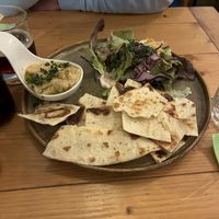 Hummus and bread chips   at La Cour des Anges in Colmar