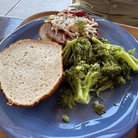  Black bean sandwich w broccoli   at Canyon Lodge Cafeteria in Yellowstone National Park