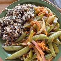 Cooked veggies and mixed grains. Not too bad. I was craving veggies.   at Canyon Lodge Cafeteria in Yellowstone National Park